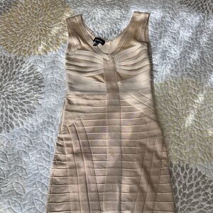 bebe Beige Bandage Mini Dress